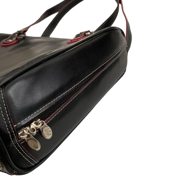 McKlein Glenview Black Red Leather Laptop Shoulder Bag - Picture 7 of 16